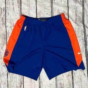 New York Knicks Blue and Orange Uniform NBA Basketball Warmup Shorts